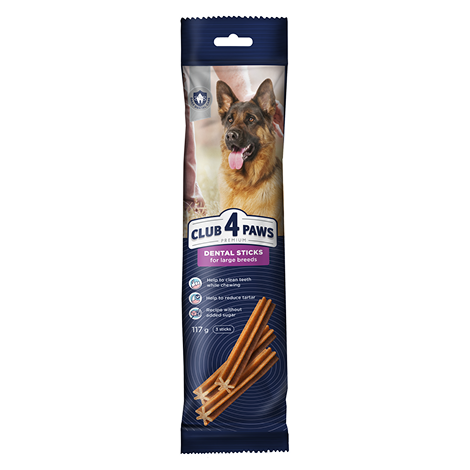 CLUB 4 PAWS PREMIUM ГРИЖА ЗА ЗЪБИТЕ. ПЪЛНОЦЕННА ХРАНА ЗА ВЪЗРАСТНИ КУЧЕТА ОТ ГОЛЕМИ ПОРОДИ