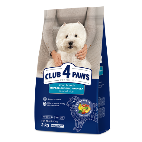 CLUB 4 PAWS ПРЕМИУМ «АГНЕ И ОРИЗ» ЗА ПОРАСНАЛИ КУЧЕТА ОТ ДРЕБНИ ПОРОДИ. ПЪЛНОЦЕНЕН СУХА ХРАНА