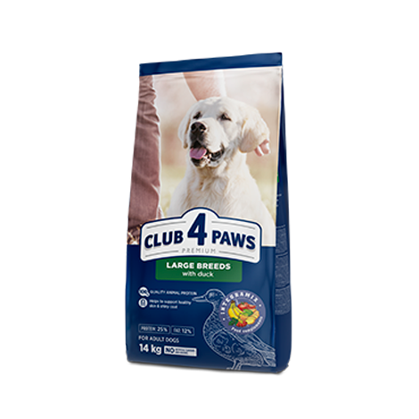 CLUB 4 PAWS ПРЕМИУМ ЗА ЕДРИТЕ ПОРОДИ «С ПАТИЦА». ПЪЛНОЦЕНЕН СУХА ХРАНА ЗА КУЧЕТА