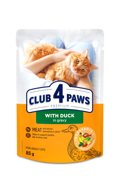 CLUB 4 PAWS ПРЕМИУМ "С ПАТИЦА В СОС". ПЪЛНОЦЕННА КОНСЕРВИРАНА ХРАНА ЗА ВЪЗРАСТНИ КОТКИ