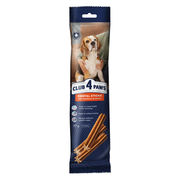 CLUB 4 PAWS PREMIUM ГРИЖА ЗА ЗЪБИТЕ. ПЪЛНОЦЕННА ХРАНА ЗА ВЪЗРАСТНИ КУЧЕТА ОТ СРЕДНИ ПОРОДИ