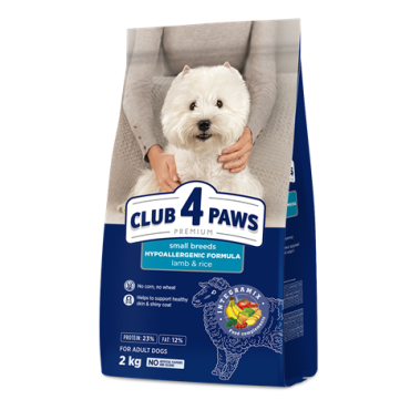 CLUB 4 PAWS ПРЕМИУМ «АГНЕ И ОРИЗ» ЗА ПОРАСНАЛИ КУЧЕТА ОТ ДРЕБНИ ПОРОДИ. ПЪЛНОЦЕНЕН СУХА ХРАНА