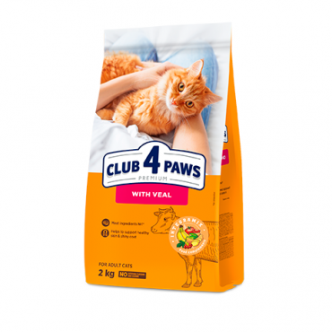 CLUB 4 PAWS PREMIUM “С ТЕЛЕШКО”. ПЪЛНОЦЕННА СУХА ХРАНА ЗА ВЪЗРАСТНИ КОТКИ