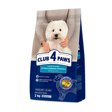 CLUB 4 PAWS ПРЕМИУМ «АГНЕ И ОРИЗ» ЗА ПОРАСНАЛИ КУЧЕТА ОТ ДРЕБНИ ПОРОДИ. ПЪЛНОЦЕНЕН СУХА ХРАНА